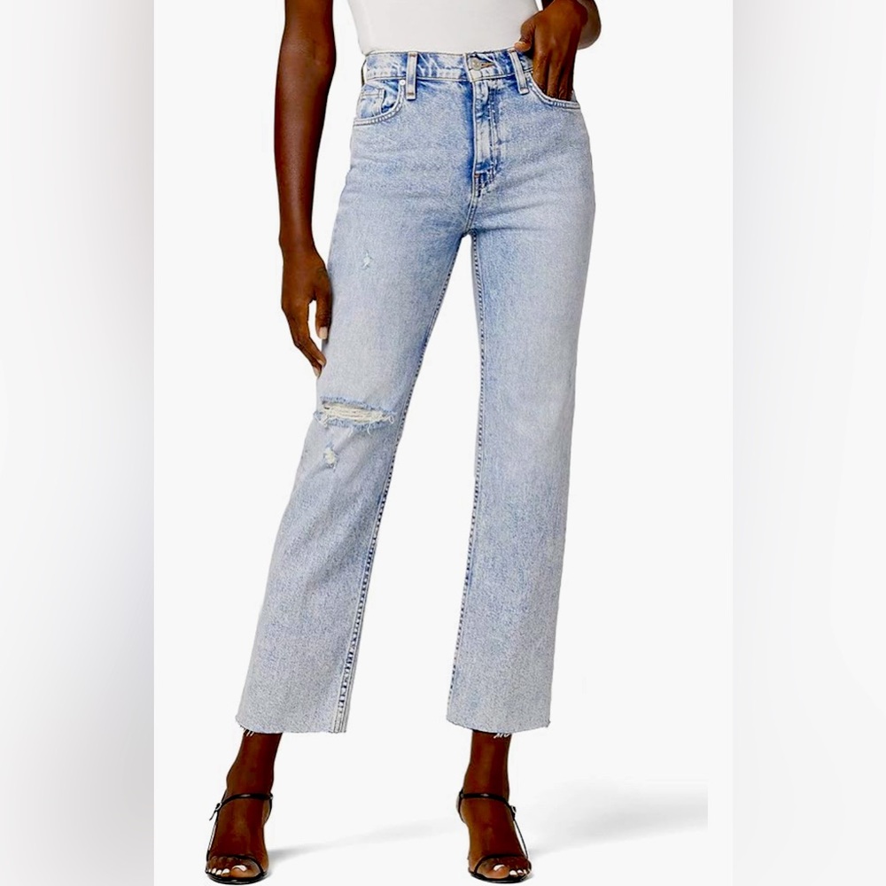 NWT Hudson Remi high rise straight cropped distressed raw edge jeans sz 28